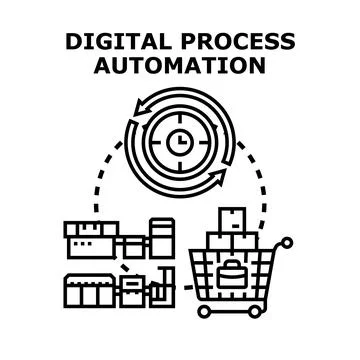 Digital process automation optimizing business workflow management Stock Illustration