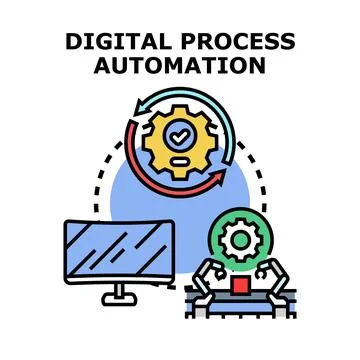 Digital process automation optimizing business workflow Stock Illustration