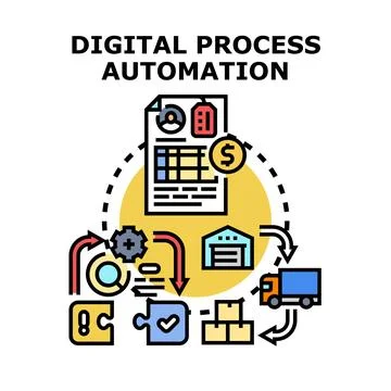 Digital process automation optimizing business workflow technology 스톡 일러스트