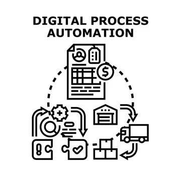 Digital process automation optimizing business workflow technology Illustrazione stock