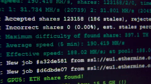 Digital process of Ethereum Mining with GPU Stock Footage 182340889