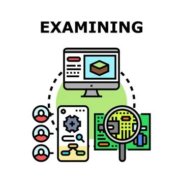 Digital process examining data and technology analysis Stockillustratie