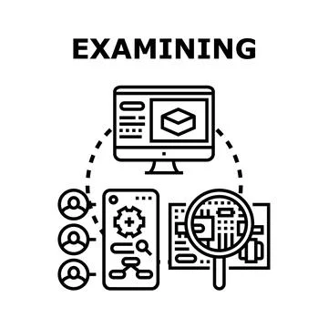 Digital process examining data and technology analysis Stock Illustration