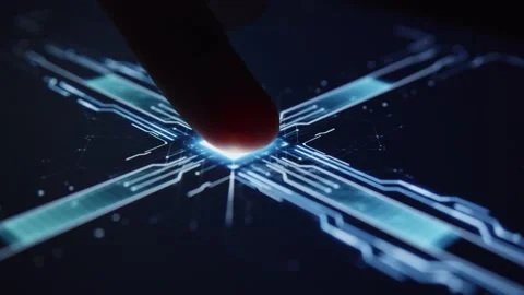 Digital Processing 3d render motion animation of fingerprint scanning. Human Stock Footage 151451700