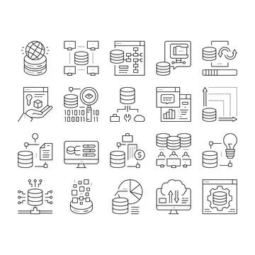 Digital Processing Collection Icons Set Vector Illustration . Stock Illustration