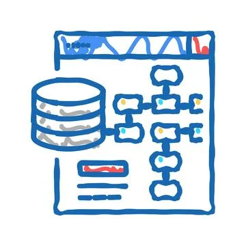 Digital processing icon doodle illustration flat Stock Illustration