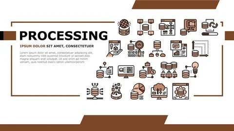 Digital Processing Landing Header Vector Illustrazione stock