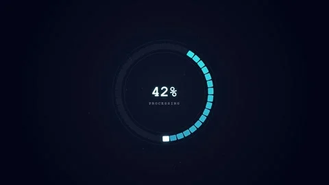 Digital Processing Loading Bar Animation with Percentage Progress in a Circ.. Stock Footage 347361811