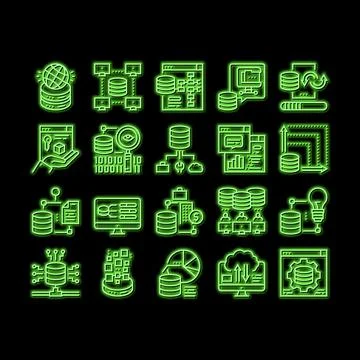 Digital Processing neon glow icon illustration Stock Illustration