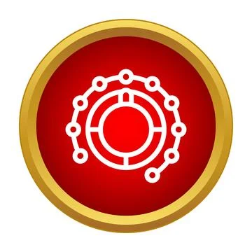Digital processing unit icon in a red circle Stock Illustration