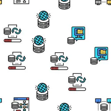 Digital Processing Vector Seamless Pattern Stock Illustration