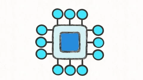 Digital Processor and CPU Technology Animation Vídeo Stock 341863482