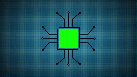Digital processor chip animation green screen central element technology co.. Stock Footage 341229049