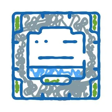 Digital processor computer component doodle icon concept Stockillustratie