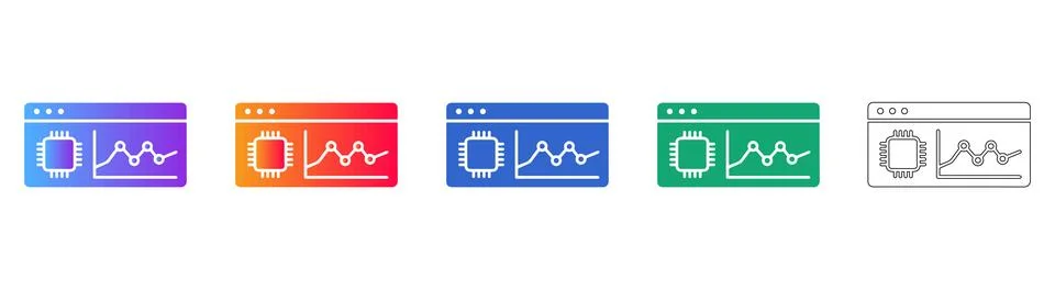 Digital Processor Data Trend Icons Stock Illustration