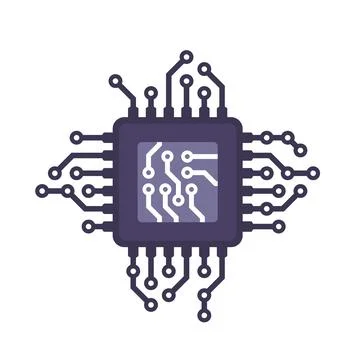Digital Processor Icon. CPU Micro Chip. Vector 库存插图
