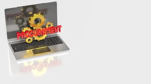 Digital Procurement Management and Supply Process Concept 3d render. Illustrazione stock