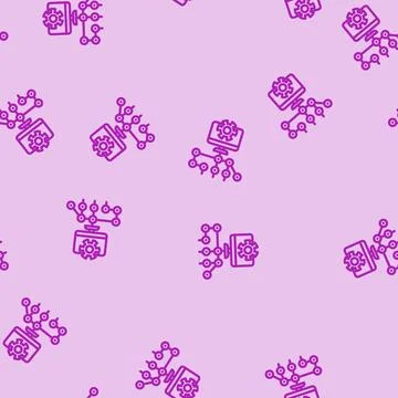 Digital product creation line vector seamless pattern Stock Illustration