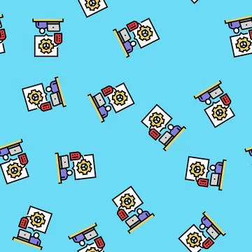 Digital product creation vector seamless pattern Illustrazione stock