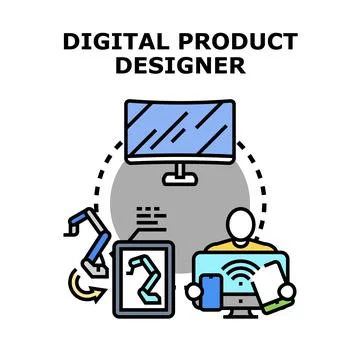 Digital product designer creating user experience interface illustration Stock Illustration