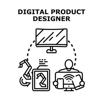 Digital product designer creating user experience interface illustration Stock Illustration