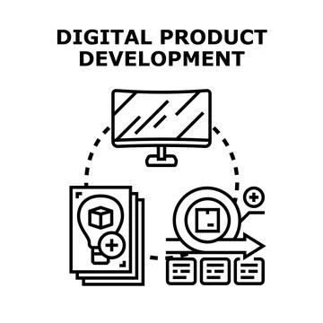 Digital product development process concept creating technology 库存插图