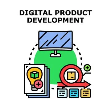Digital product development process concept creating technology Stock Illustration