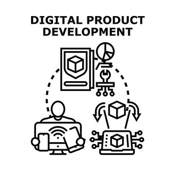 Digital product development process creating innovation strategy Stock Illustration