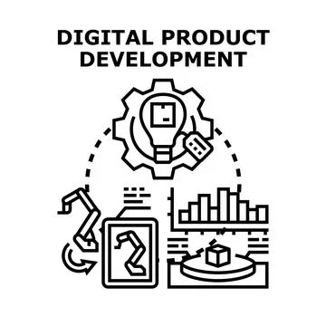 Digital product development process creating innovation strategy Stock Illustration
