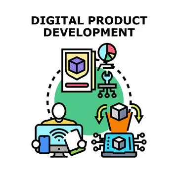 Digital product development process creating innovation strategy Stock Illustration
