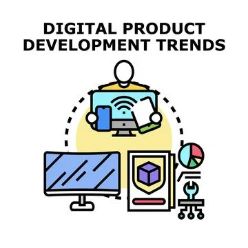 Digital product development trends innovation concept Stock Illustration