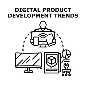 Digital product development trends innovation concept Stock Illustration