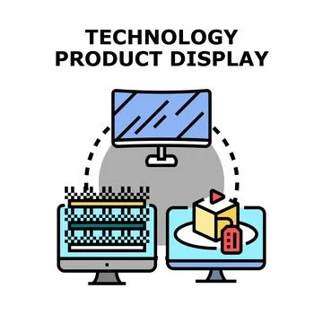 Digital product display and technological data processing Stock Illustration