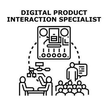 Digital product interaction specialist concept illustrating development proce 库存插图