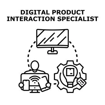 Digital product interaction specialist concept illustration Stockillustratie
