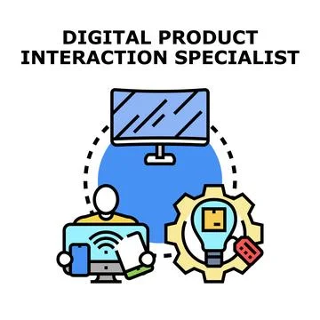 Digital product interaction specialist concept illustration Stock Illustration