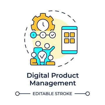Digital product management multi color concept icon Illustrazione stock