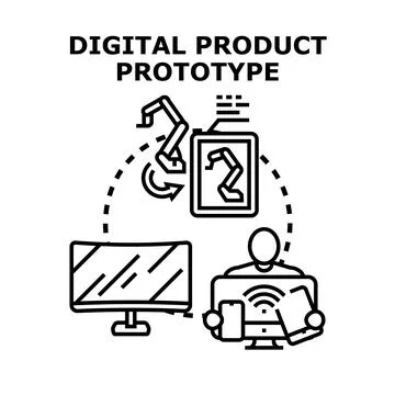 Digital product prototype developing process concept Stock Illustration