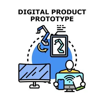 Digital product prototype developing process concept Stock Illustration