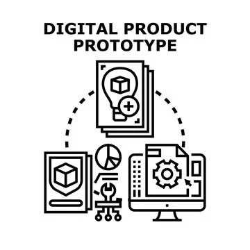 Digital product prototype development creating new software solutions Stock Illustration