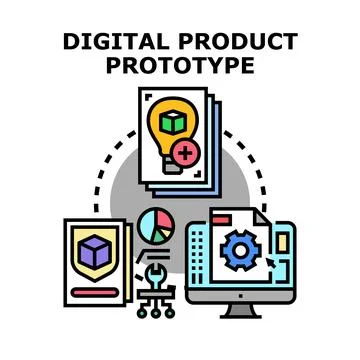 Digital product prototype development creating new software solutions イラスト素材