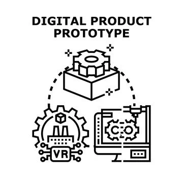 Digital product prototype development process concept Stock Illustration