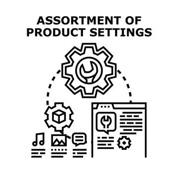 Digital product settings management and configuration process Stock Illustration