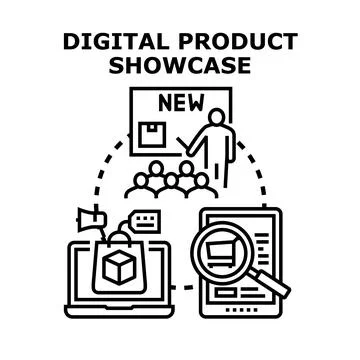 Digital product showcase concept presenting online business solutions Stock Illustration
