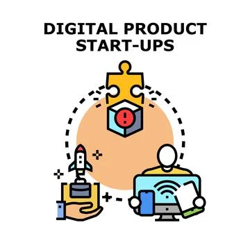 Digital product start ups developing new business concept Illustrazione stock