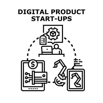 Digital product start ups developing and monetizing software solution 스톡 일러스트