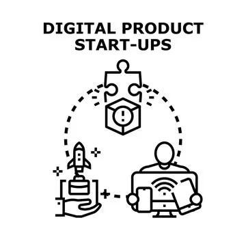 Digital product start ups developing new business concept Stock Illustration