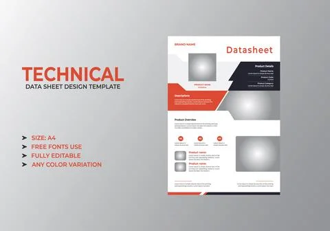 Digital Product Technical Datasheet Template Stock Illustration