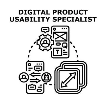 Digital product usability specialist optimizing user experience interaction Stockillustratie