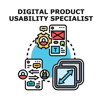 Digital product usability specialist optimizing user experience interaction Stock Illustration